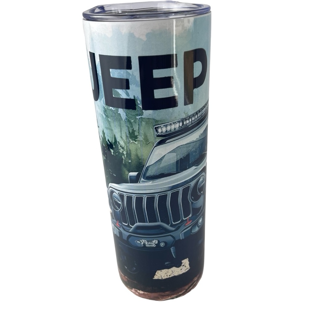 20 ounce stainless steel skinny sublimated jeep life tumbler. New.